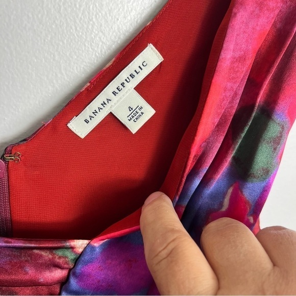 Banana Republic floral abstract print silk dress size 4 1721 - Picture 2 of 3